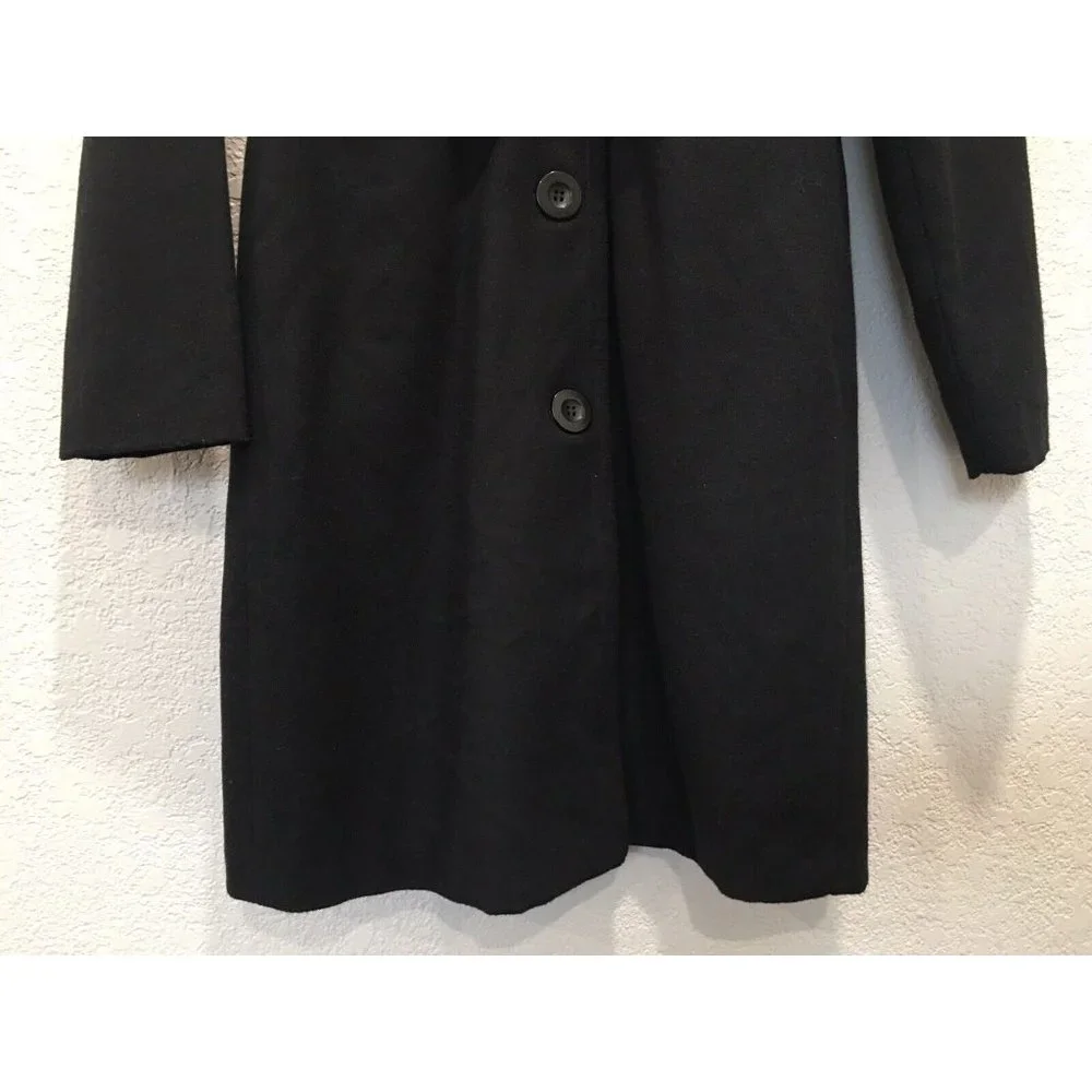 Voice  Long Wool Coat Faux Fur Collar Button Up Fully Lined - Picture 6 of 16